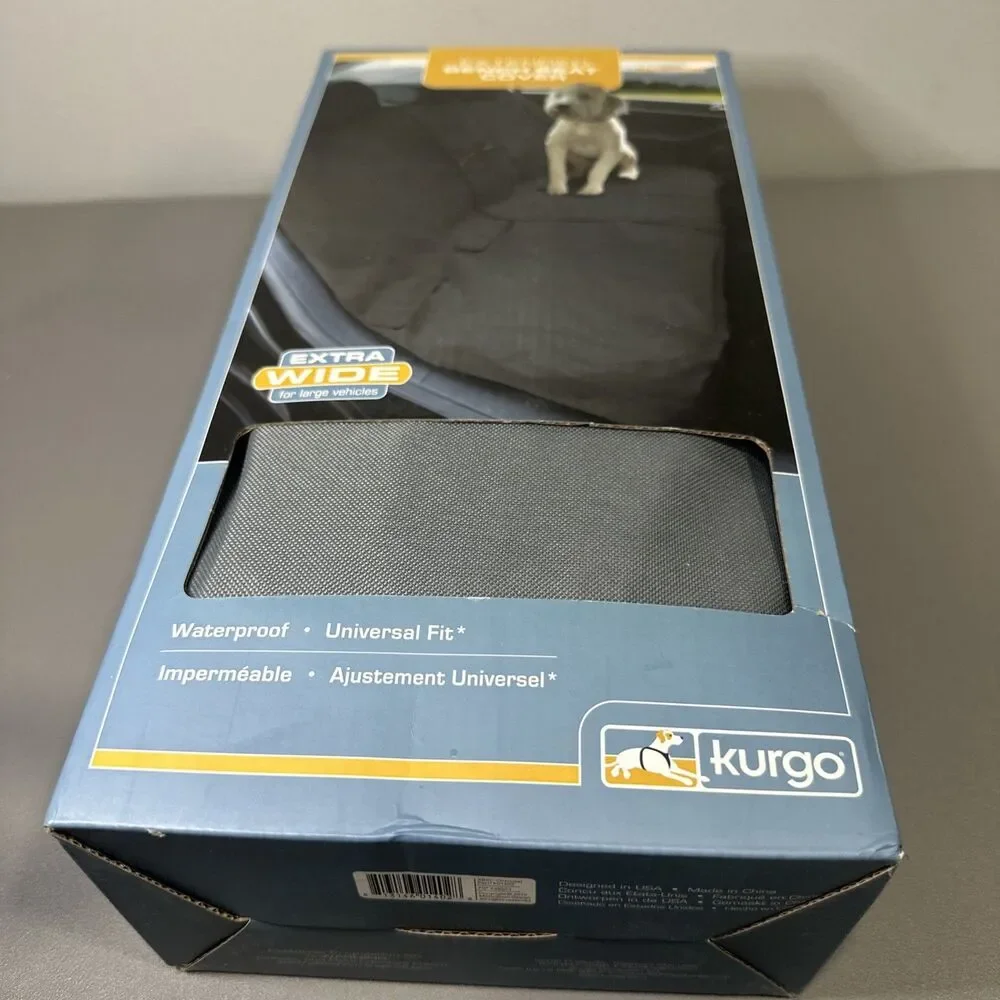 Kurgo Extended Bench Seat Cover Charcoal Extra Wide Waterproof Dog Car Protector